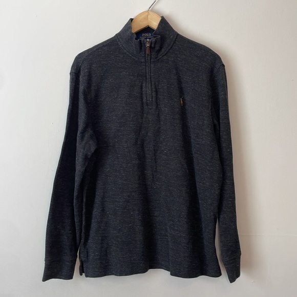 Polo by Ralph Lauren Men's Estate Rib 1/4 Zip Sweater Charcoal L - Picture 2 of 7